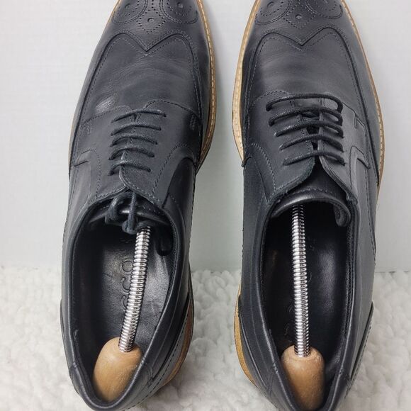 Ecco Biarritz Men's Lace up Dress Shoes Size 12 Black leather Brogue Derby - Picture 8 of 10